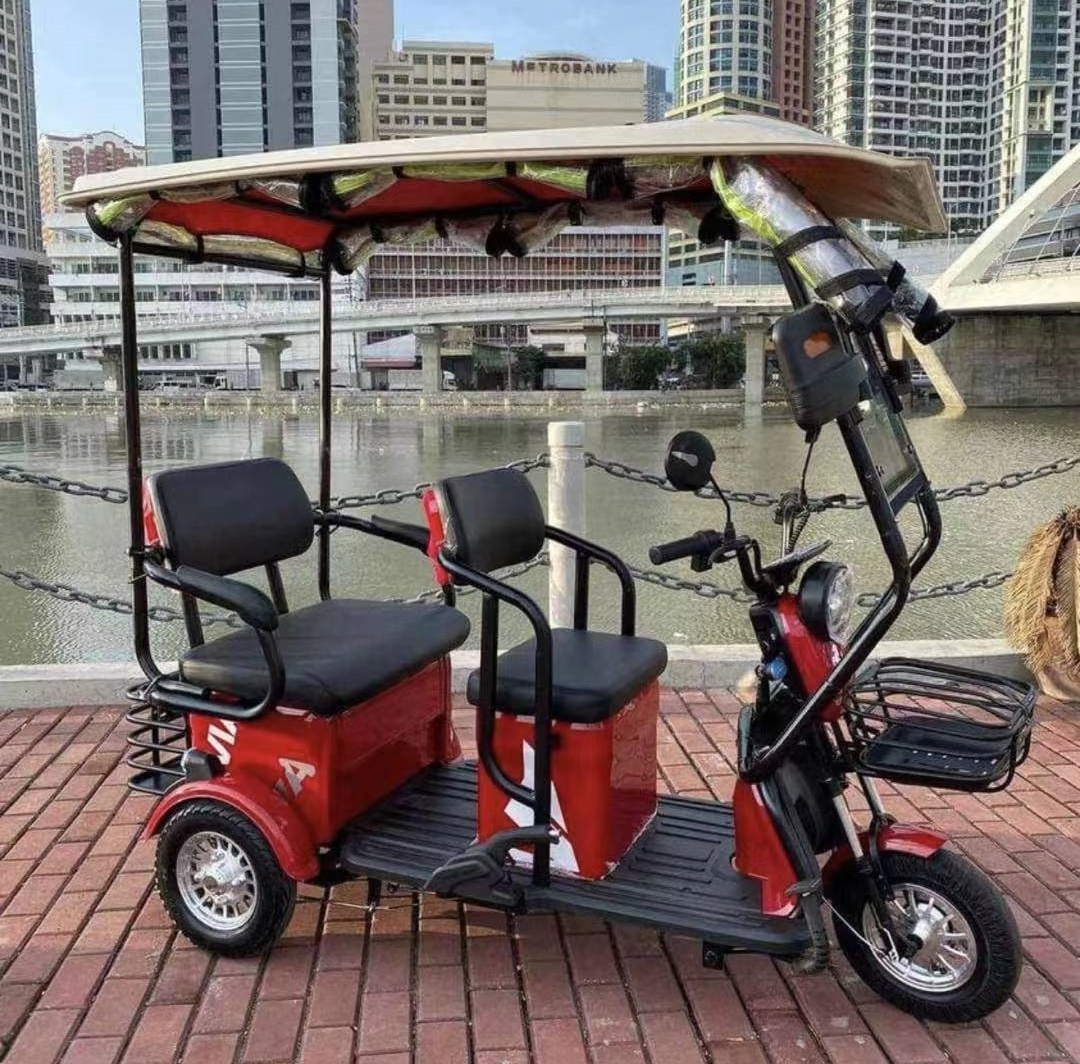 Wholesale Mini Three Wheel Electric Delivery Tricycle With 2 Storage Baskets 3 Wheel Electric Tricycle 2 Seats Electric Scooter