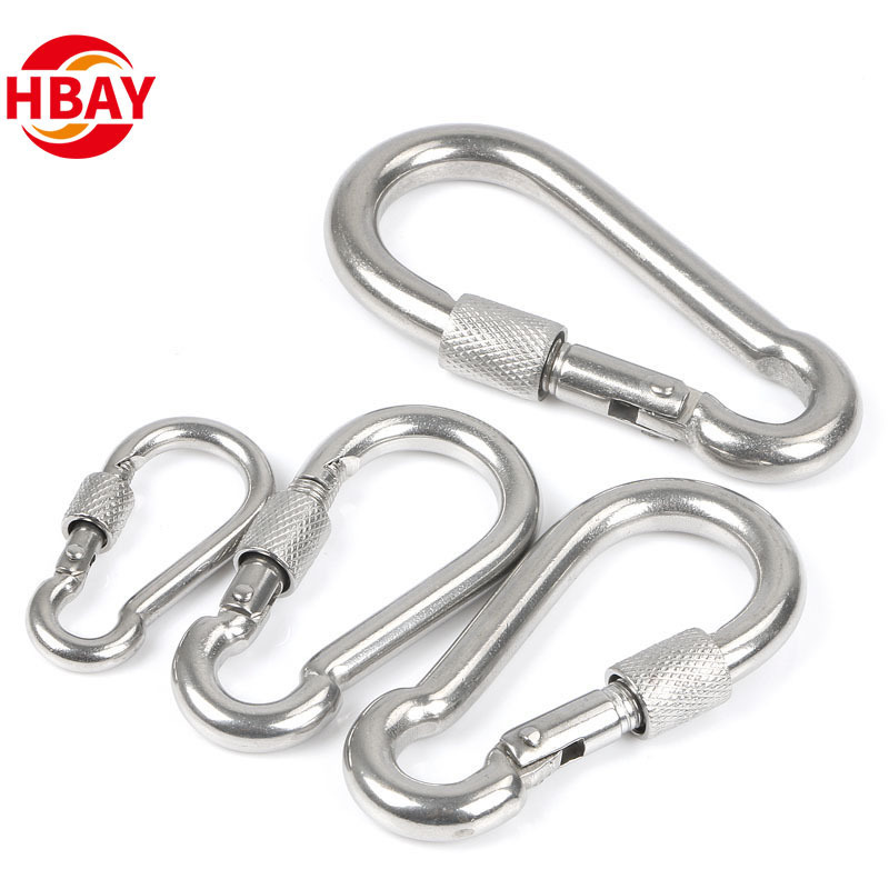 Rigging hardware 304 stainless steel spring snap safety hook climbing carabiner keychain hook