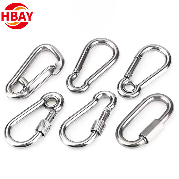 Rigging hardware 304 stainless steel spring snap safety hook climbing carabiner keychain hook