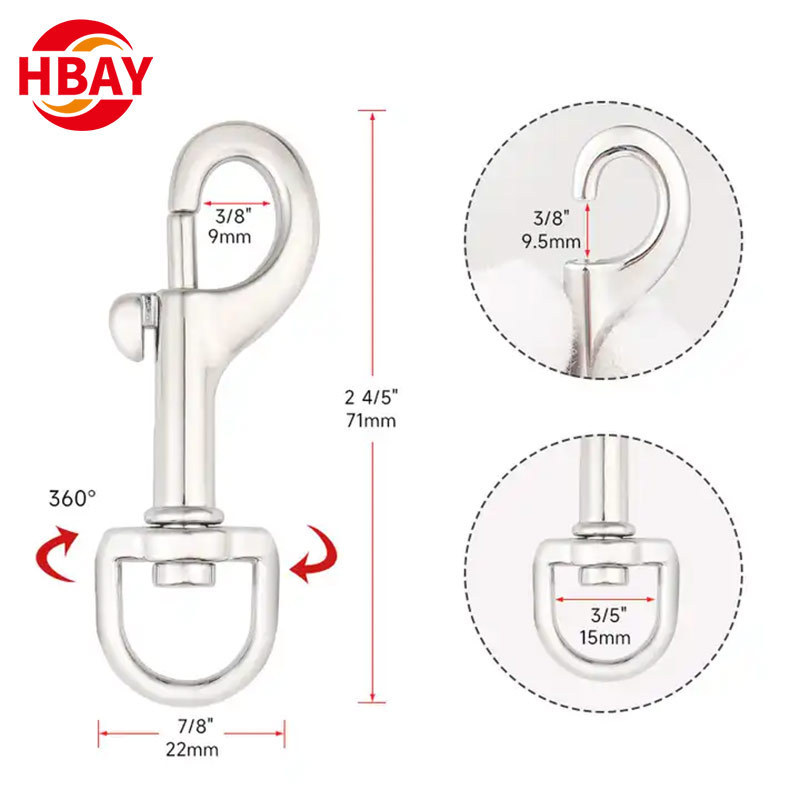 Factory Stainless Steel Spring Buckle Snap Hook Quick release sling swivel snap hook for pet bag accessories