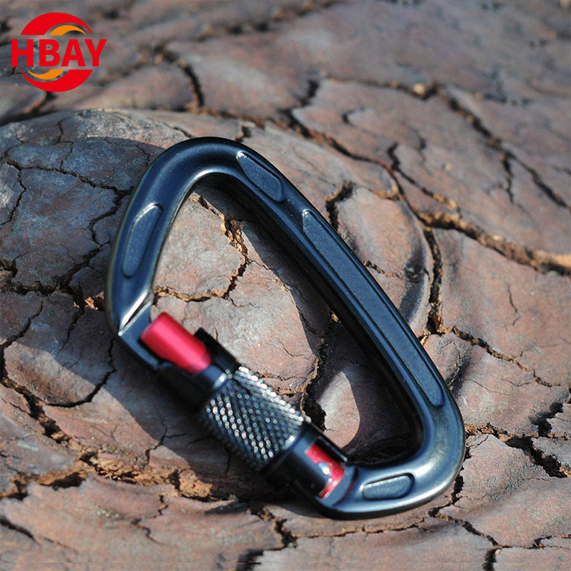 ANYUE Factory 12/25KN outdoor Locking Climbing Carabiner Hook Aluminium Auto Lock Carabiner Clips