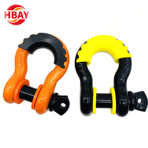 G209 shackle Heavy Duty Drop Forged Bow Type Towing Shackle with Rubber Protective Sleeve