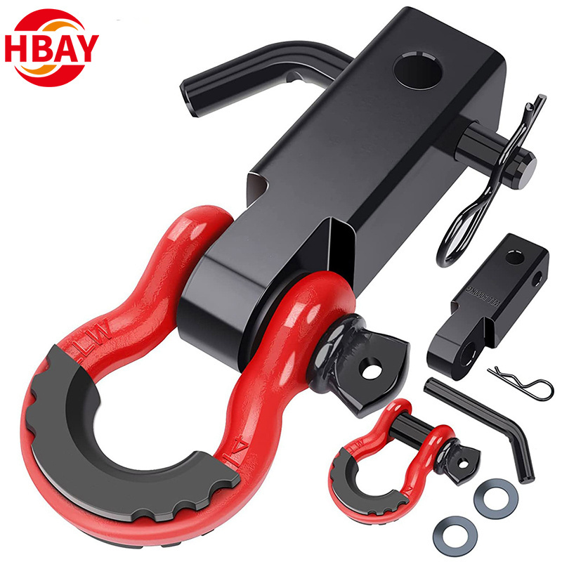 G209 shackle Heavy Duty Drop Forged Bow Type Towing Shackle with Rubber Protective Sleeve