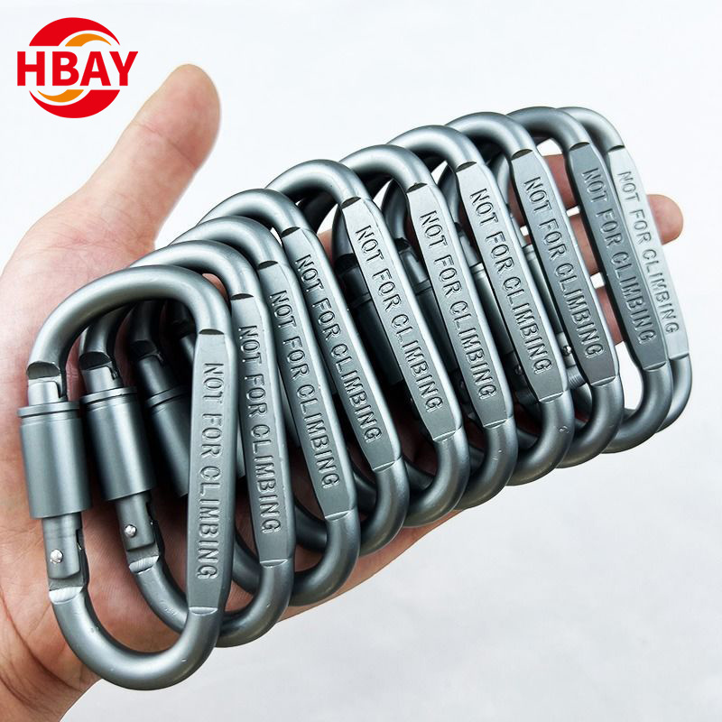 wholesale aluminum color swivel snap hook dog D-shape snap hook metal keychain hook