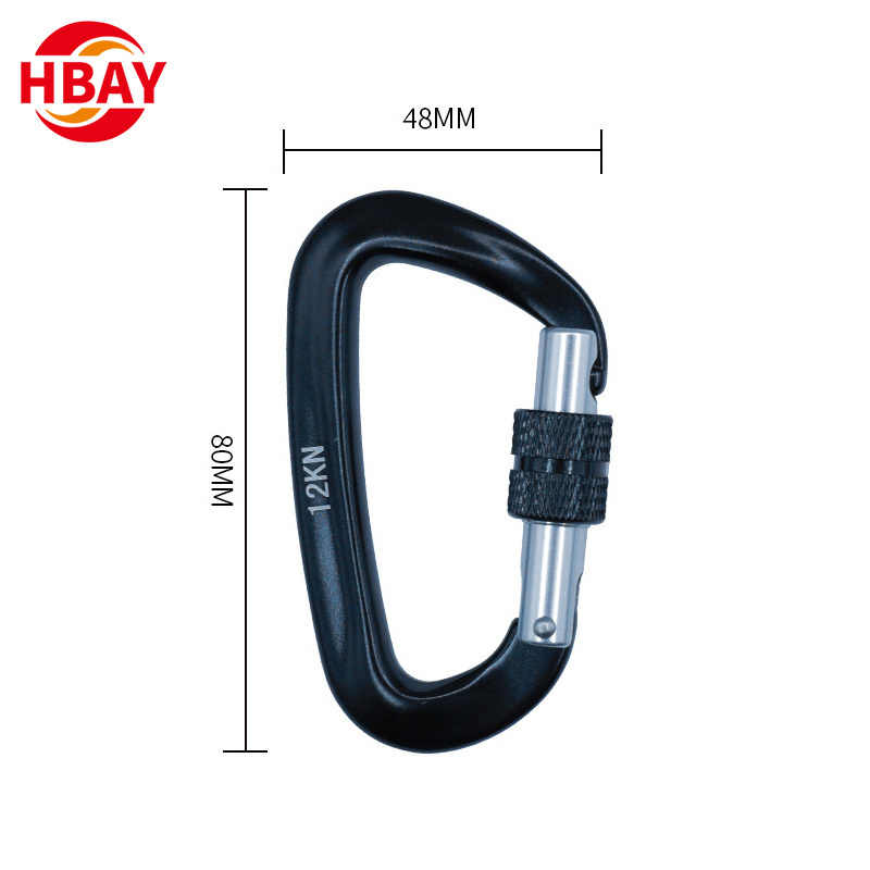 ANYUE Manufacturer Most Popular D Type 12kN Aluminum Carabiner With Auto Lock For Rock Climbing/Hammock/Camping