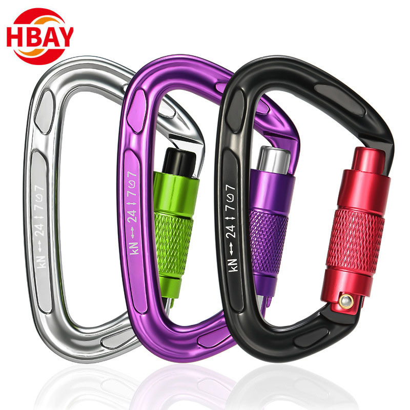 Wholesale Heavy Duty 25kn outdoor Climbing carabiner hook key chain hook Safety clip rotating hook