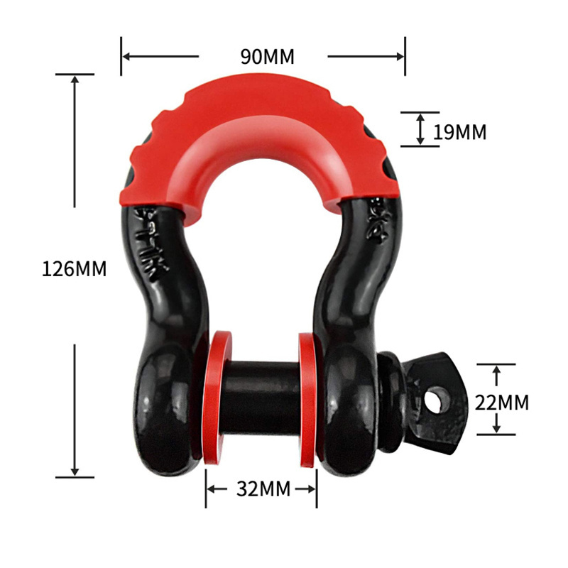 G209 shackle Heavy Duty Drop Forged Bow Type Towing Shackle with Rubber Protective Sleeve