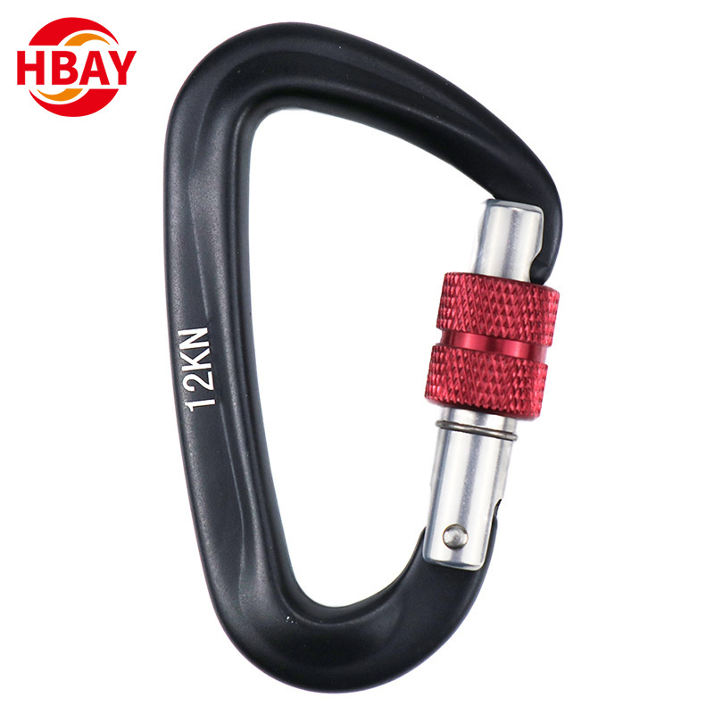 ANYUE Manufacturer Most Popular D Type 12kN Aluminum Carabiner With Auto Lock For Rock Climbing/Hammock/Camping