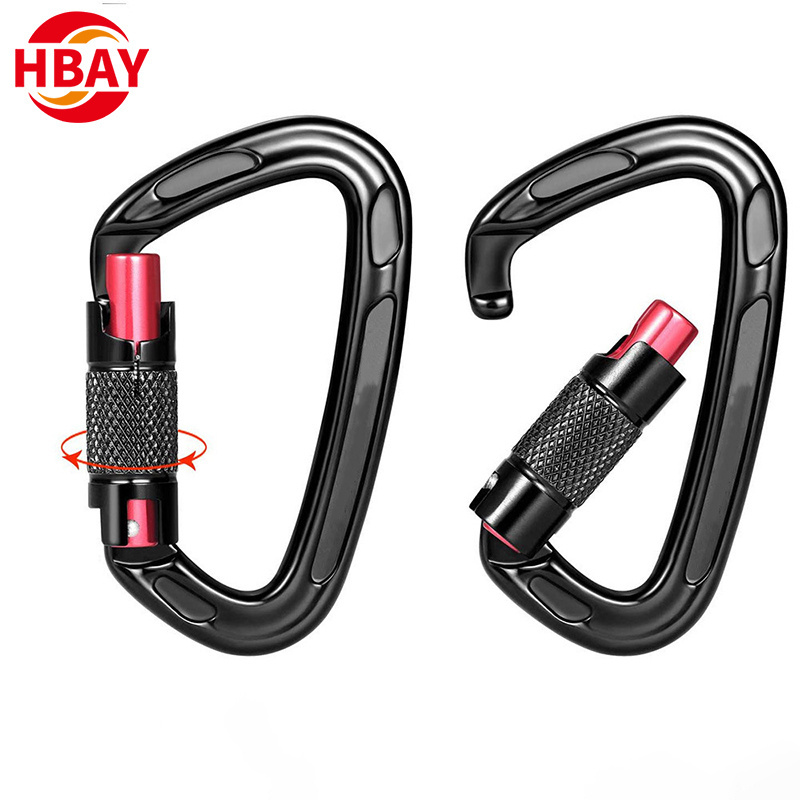 ANYUE Factory 12/25KN outdoor Locking Climbing Carabiner Hook Aluminium Auto Lock Carabiner Clips