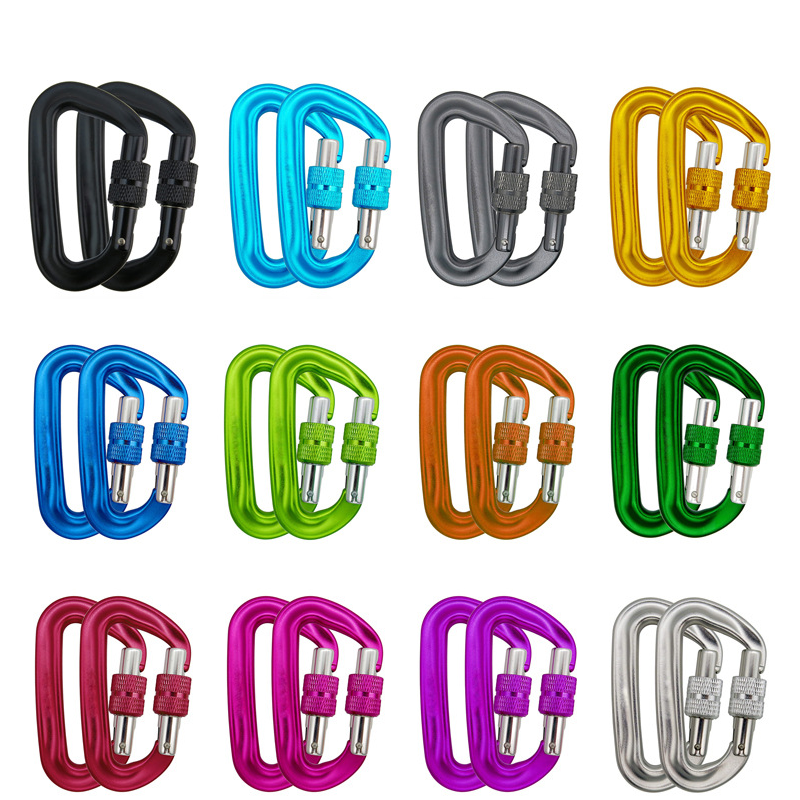 ANYUE Manufacturer 12/25KN climbing snap hook Auto Lock Aluminium Climbing Carabiner For outdoor hiking