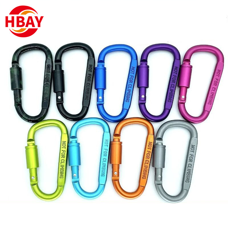 wholesale aluminum color swivel snap hook dog D-shape snap hook metal keychain hook