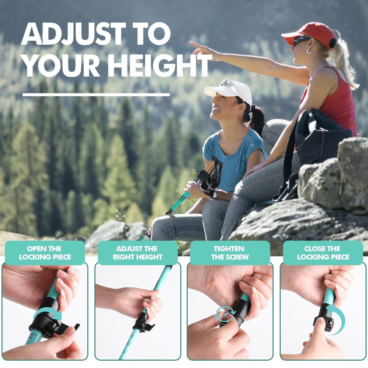 Outdoor External Quick Lock Hiking Collapsible Stick Nordic Walking Hiking Sticks Trekking Pole