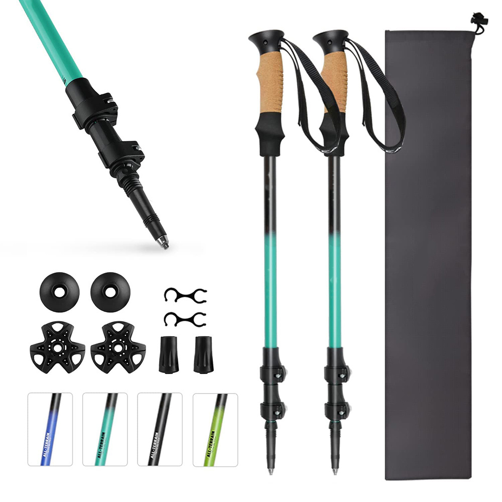 Outdoor External Quick Lock Hiking Collapsible Stick Nordic Walking Hiking Sticks Trekking Pole