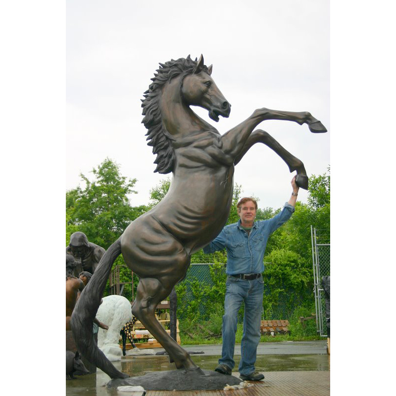 Custom High Quality large bronze rearing horse metal hot cast antique jumping brass horse statue For Fountain Decor