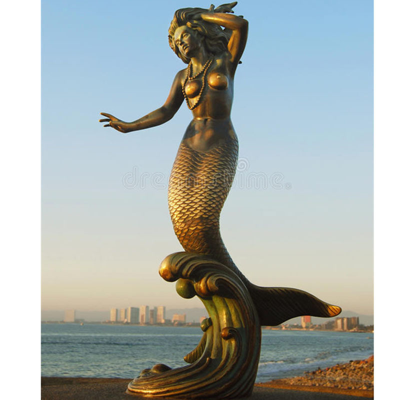 Customized Outdoor Garden Decor Life Size Copper Sculpture Bronze Mermaid Dolphin Statue For Sale