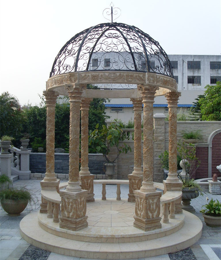 Wholesale Hand Stone Carved Outdoor Marble Garden Italian Gazebo Pavilion Design