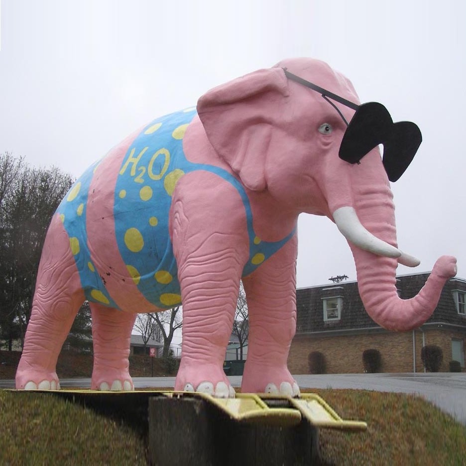 Custom Animal Statue Life Size Fiberglass Pink Elephant Sculpture Cartoon Elephant Sculpture