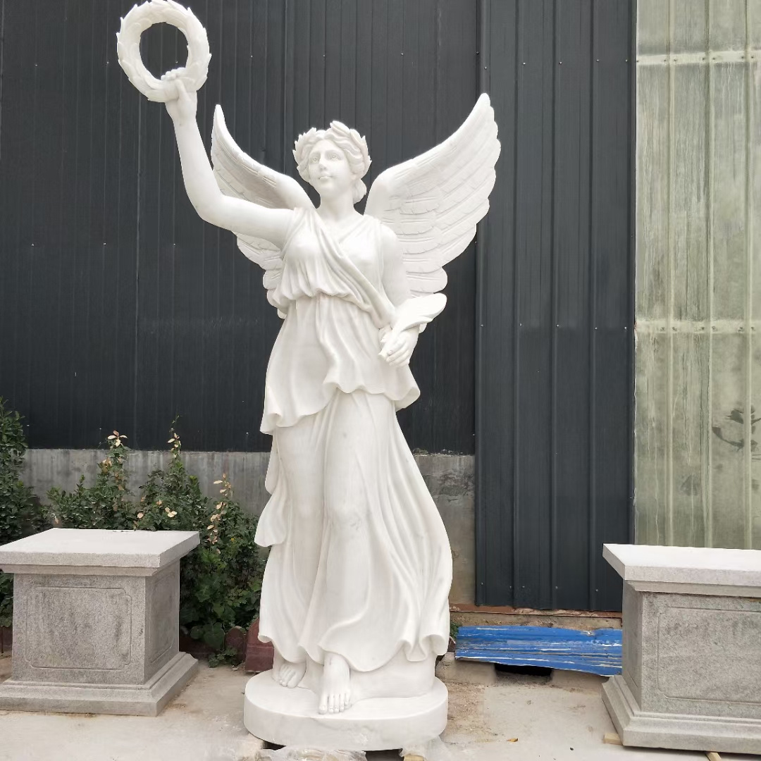 Customized Hand Carved Marble Angel With Wings Sculpture For Sell