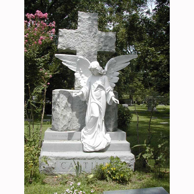 Modern Cemetery Grave Marble Stone Tombstones And Monuments White Marble Granite Double Heart Headstones With Vases