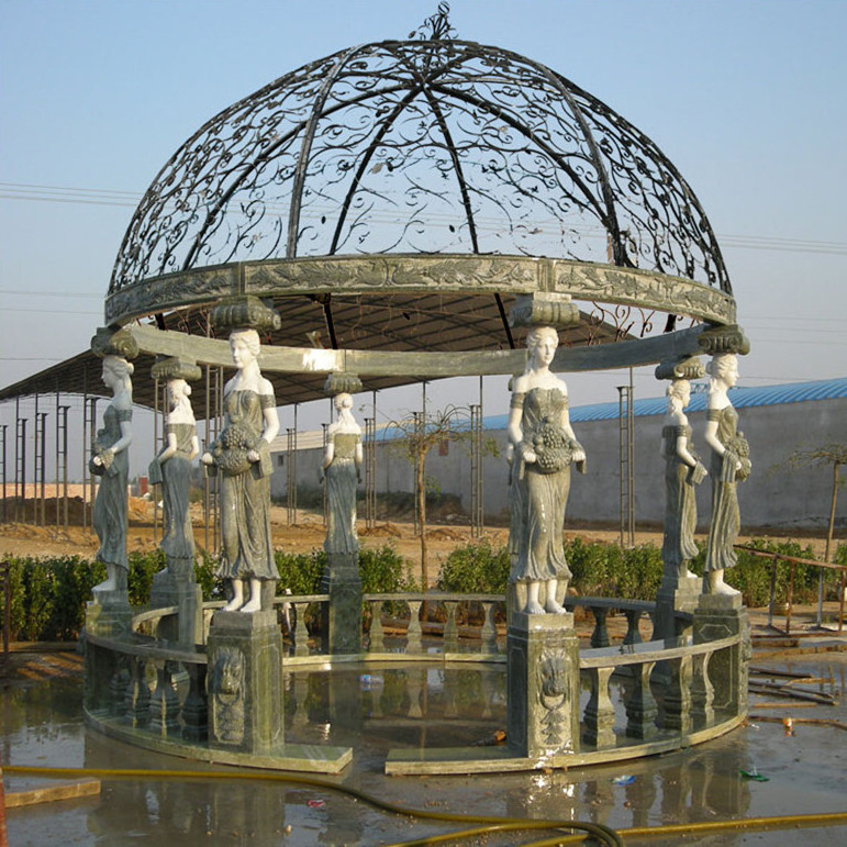 Wholesale Hand Stone Carved Outdoor Marble Garden Italian Gazebo Pavilion Design