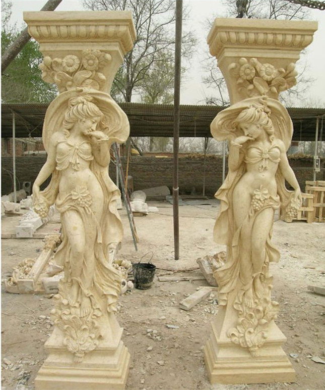 Customize Outdoor Indoor Decorative Building Pillar Natural Stone Greek Column White Marble Granite Roman Columns For House Sale