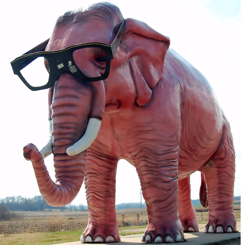 Custom Animal Statue Life Size Fiberglass Pink Elephant Sculpture Cartoon Elephant Sculpture