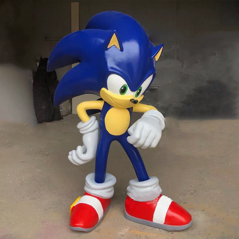 Custom Fiberglass Cartoon Sculpture Movie Action Figure Resin Sonic Statue Blue Hedgehog Statue For Decoration