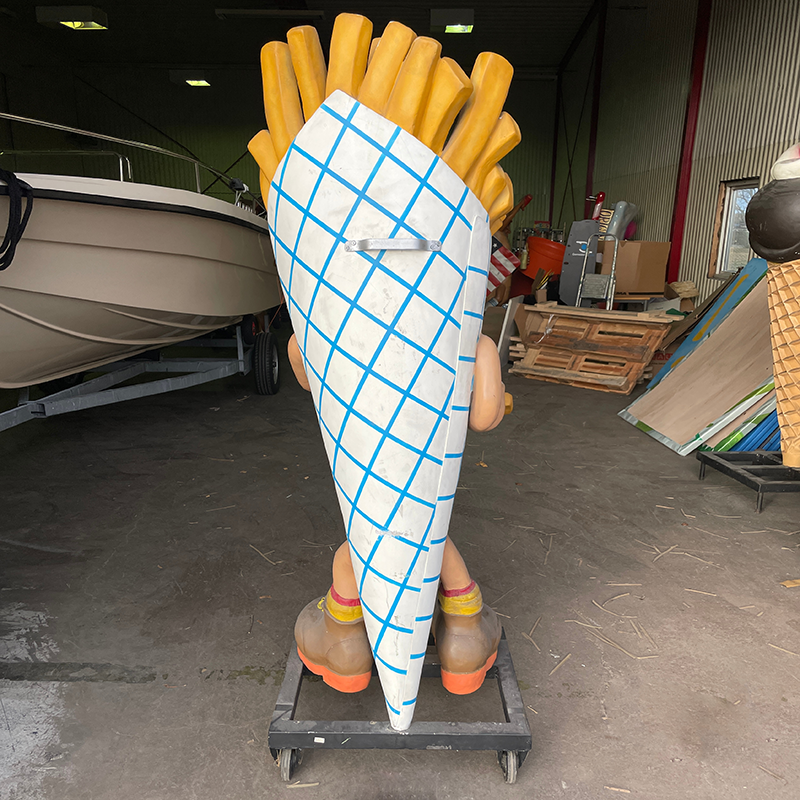 Custom Fast Food Restaurant Decoration Statue Fiberglass French Fry Figure Hamburger Figure Hot Dog Man Statue