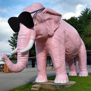 Custom Animal Statue Life Size Fiberglass Pink Elephant Sculpture Cartoon Elephant Sculpture