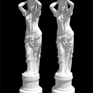 High Quality Hand Carved Egypt Cream Marble Roman Columns Pillars Statue