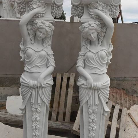 Customize Outdoor Indoor Decorative Building Pillar Natural Stone Greek Column White Marble Granite Roman Columns For House Sale