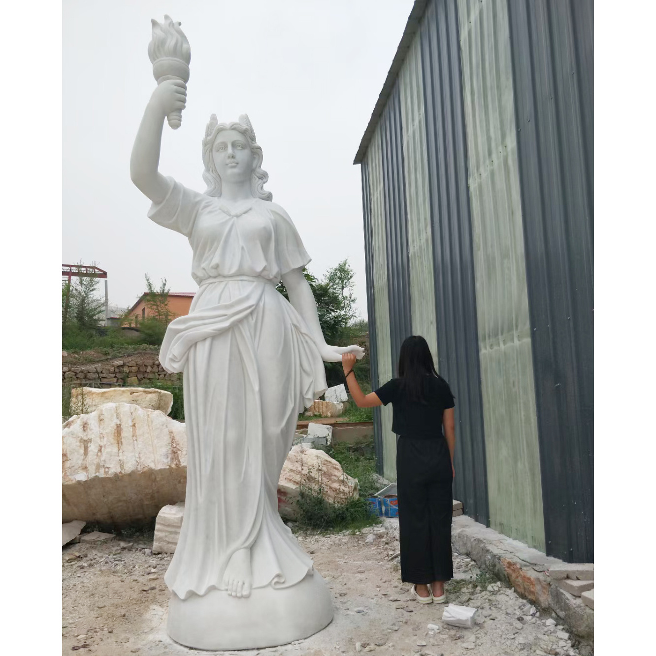 Customized Hand Carved Marble Angel With Wings Sculpture For Sell