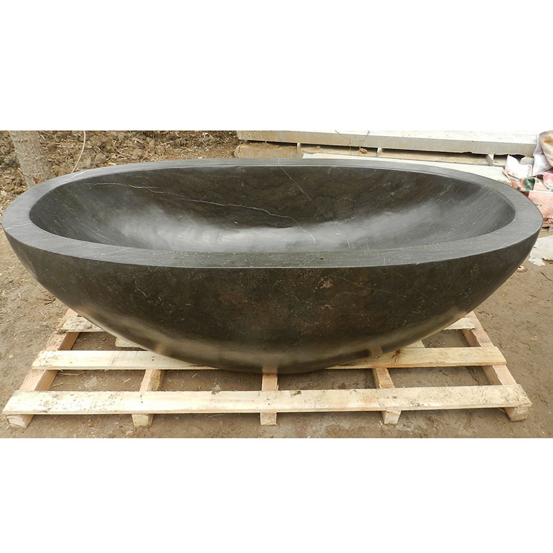 Modern European Style Stone Bathroom Bath Tub Statue Free Standing Black Marble Bathtub