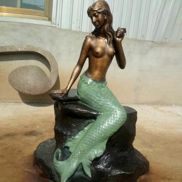 Customized Outdoor Garden Decor Life Size Copper Sculpture Bronze Mermaid Dolphin Statue For Sale