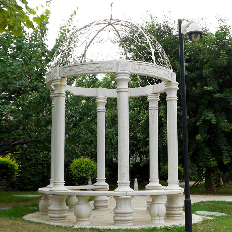 Wholesale Hand Stone Carved Outdoor Marble Garden Italian Gazebo Pavilion Design