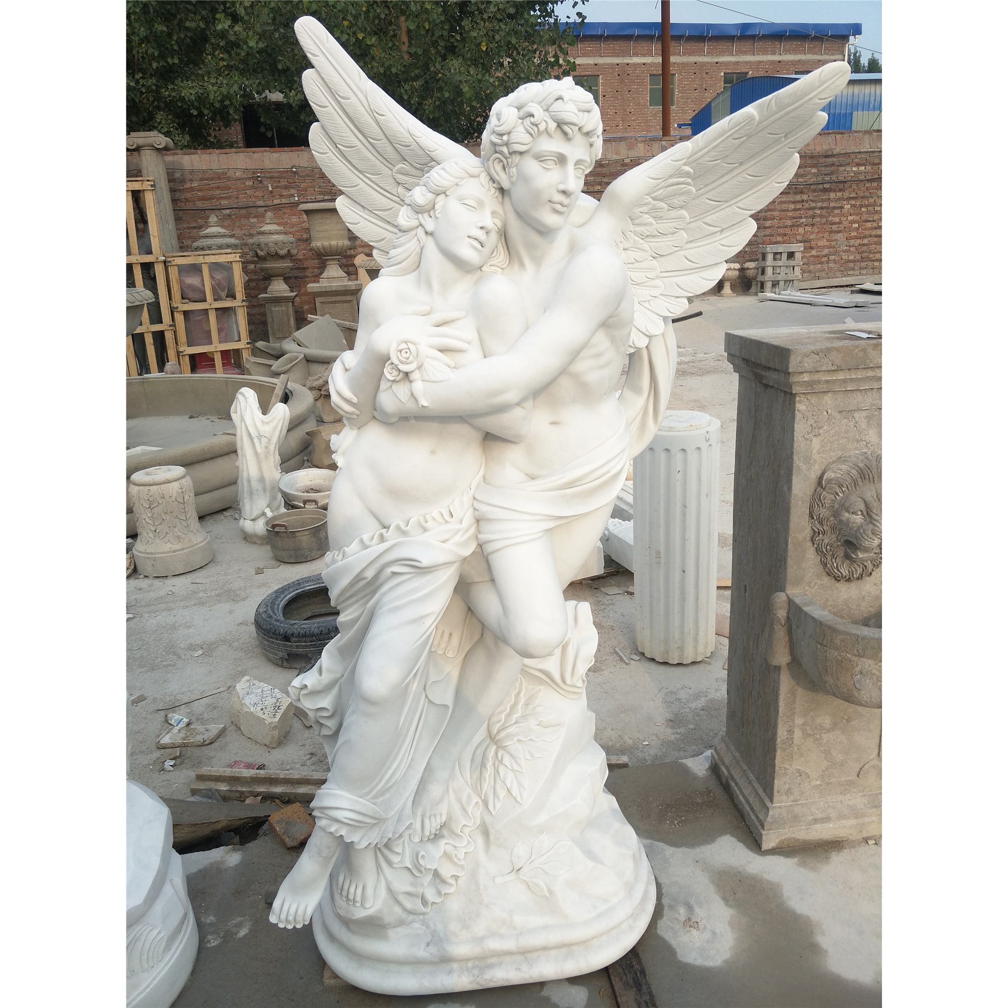 Customized Hand Carved Marble Angel With Wings Sculpture For Sell