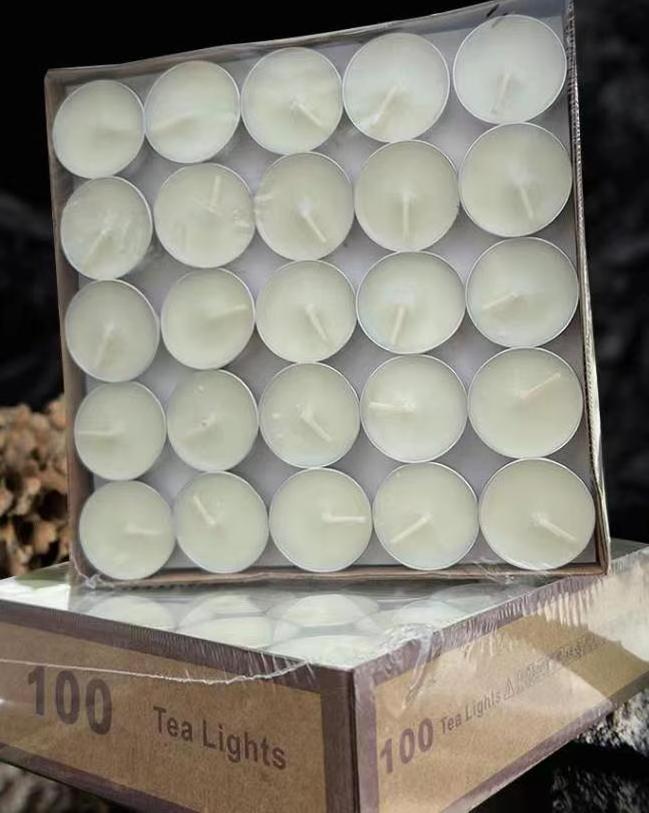 100PCS tea light candle box 4 hours burning 12g tea candles wax