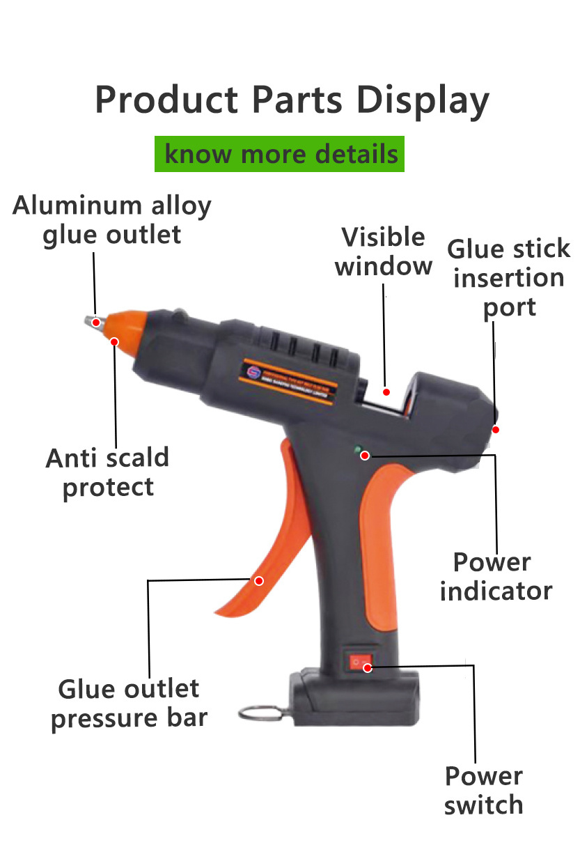 60W constant temp craft tools hot glue gun with PTC ceramic heating element