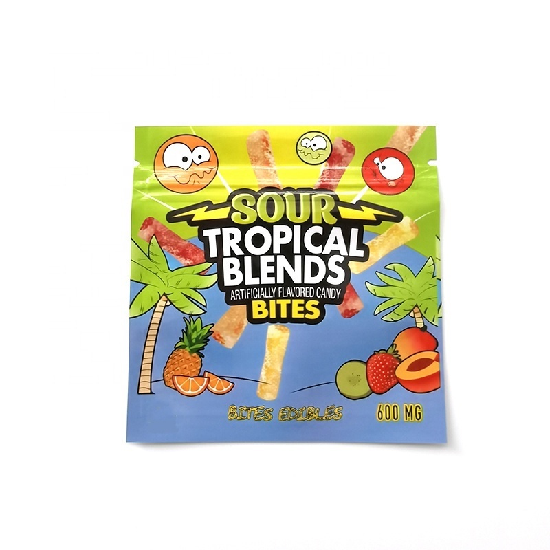 ready to ship 600mg 3 flavors strawberry watermelon cherry raspberry tropical blends sour bites edibles mylar bags