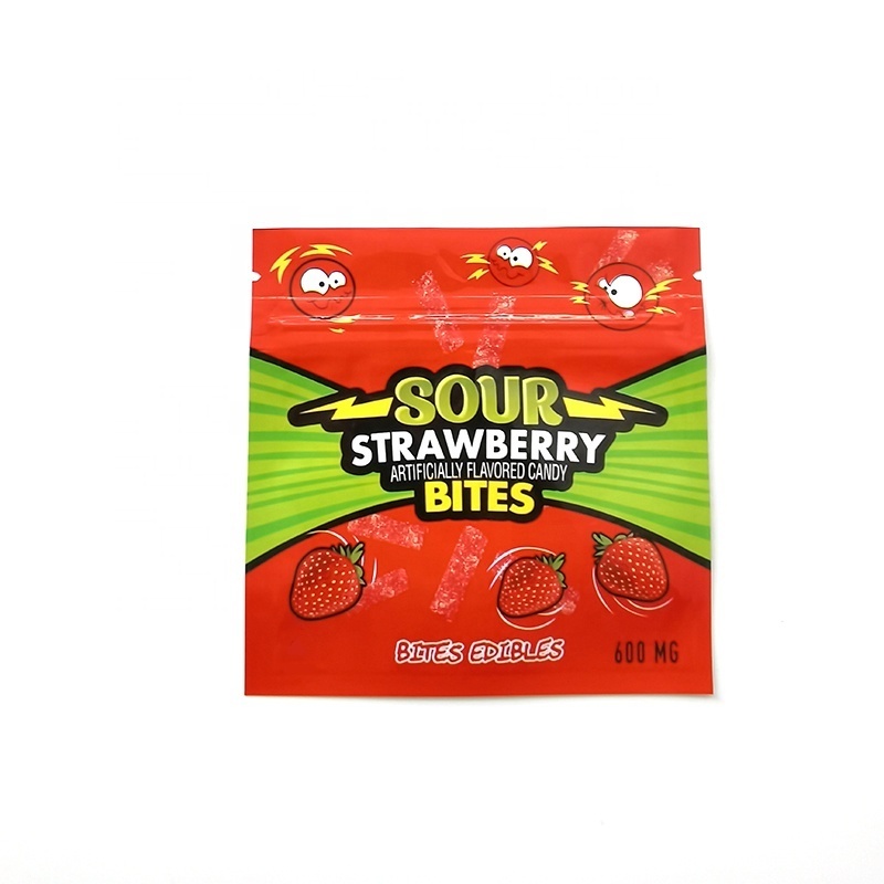 ready to ship 600mg 3 flavors strawberry watermelon cherry raspberry tropical blends sour bites edibles mylar bags