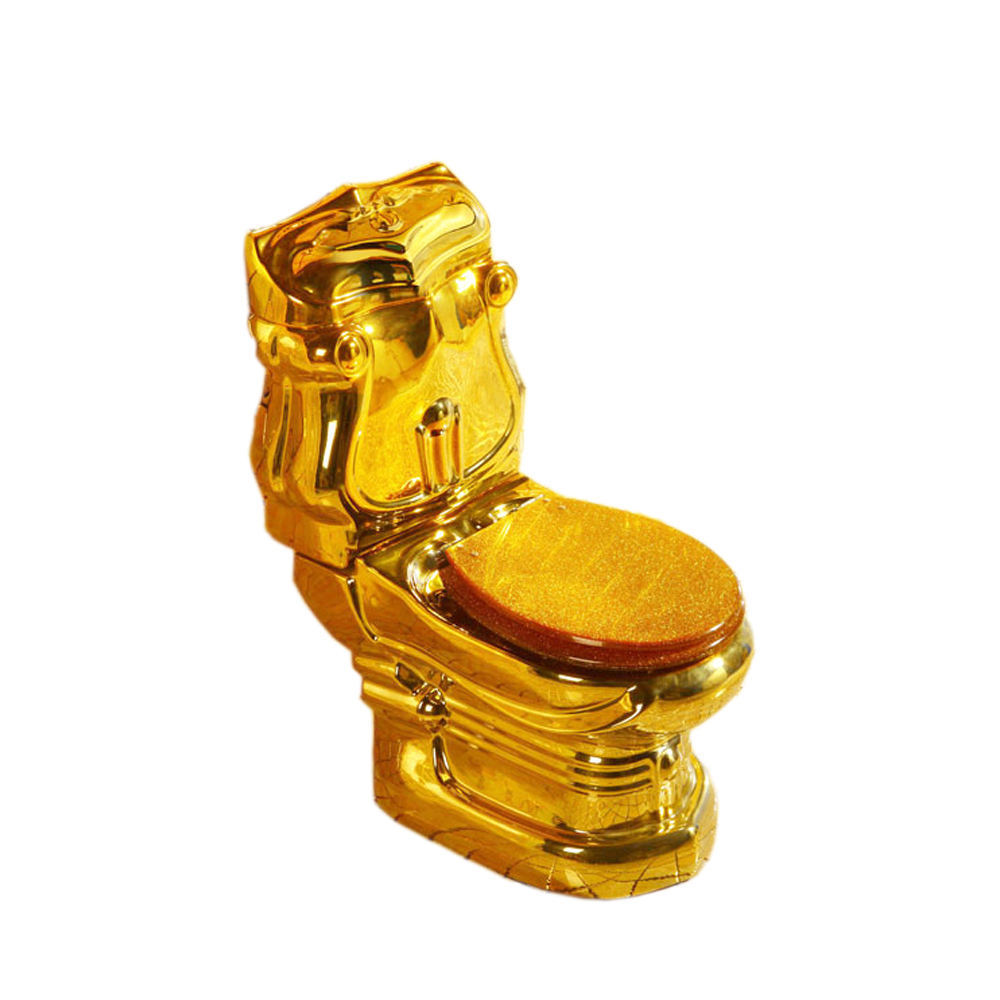 Hilite Hot sale European bathroom sanitary  wc porcelain two pieces gold plating luxury toilet for bedroom