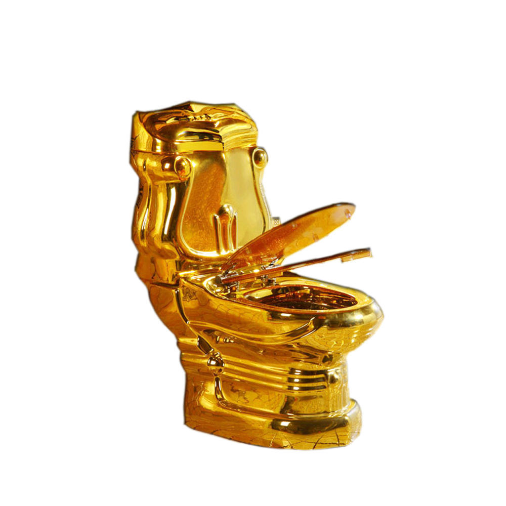 Hilite Hot sale European bathroom sanitary  wc porcelain two pieces gold plating luxury toilet for bedroom