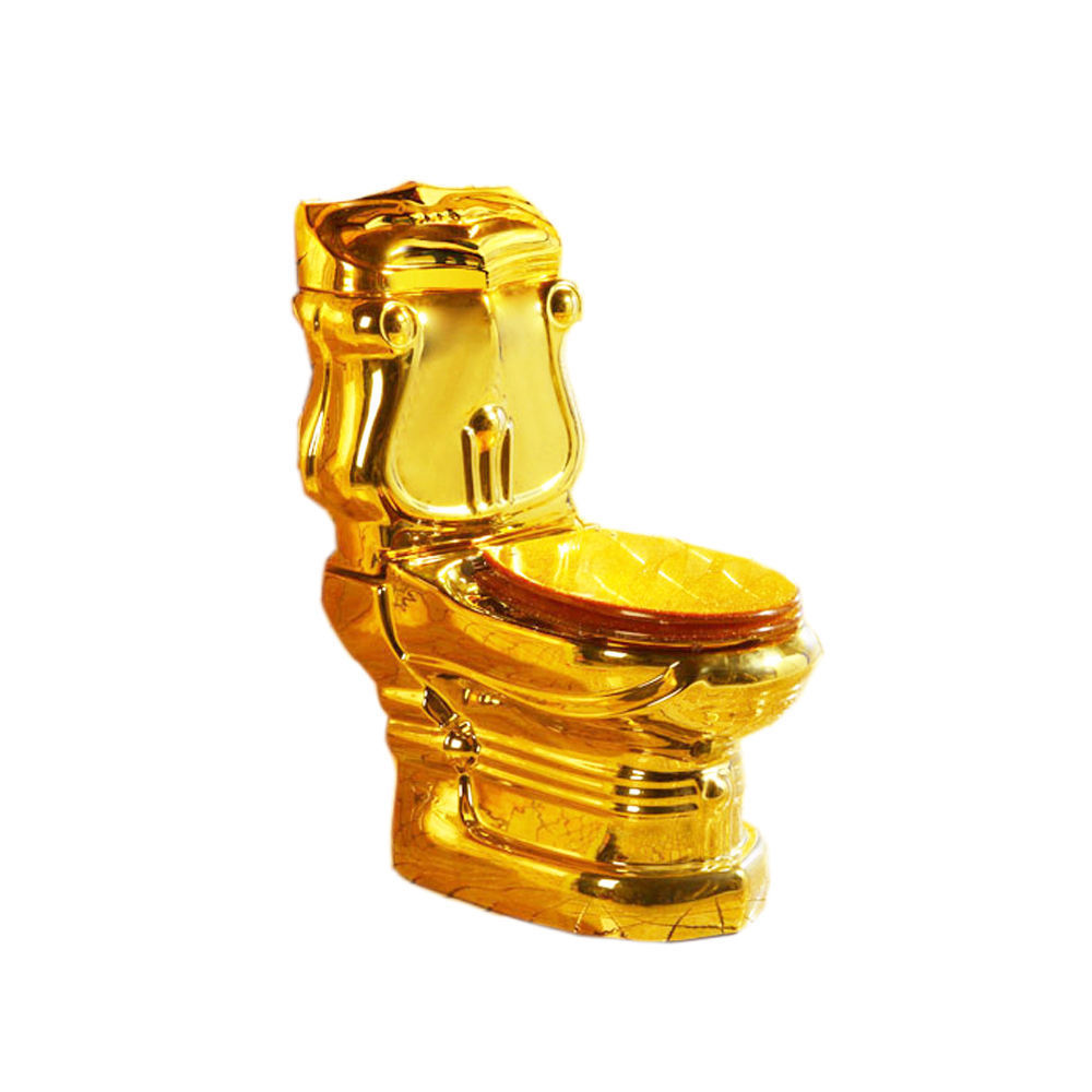 Hilite Hot sale European bathroom sanitary  wc porcelain two pieces gold plating luxury toilet for bedroom