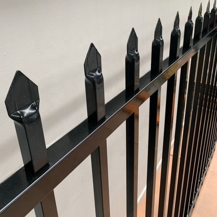 Powder coated 6ft 8ft black galvanized steel metal fence panels picket ornamental fence wrought iron fence