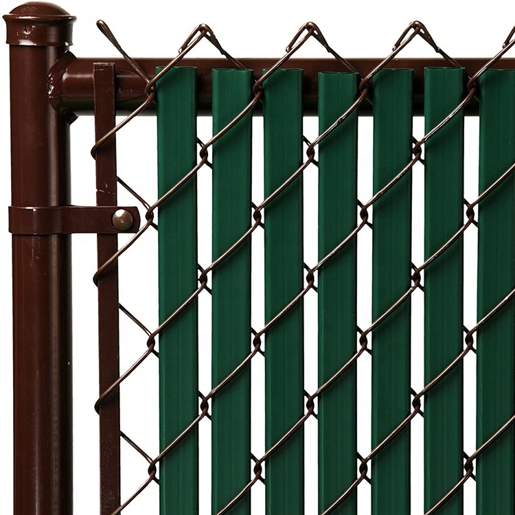 PVC plastic coated galvanized composite chain link privacy fence with slats