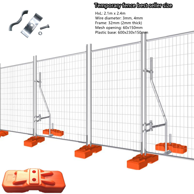 hot dip galvanized 2.1mx2.4m mobile fence temporary fence panels for construction