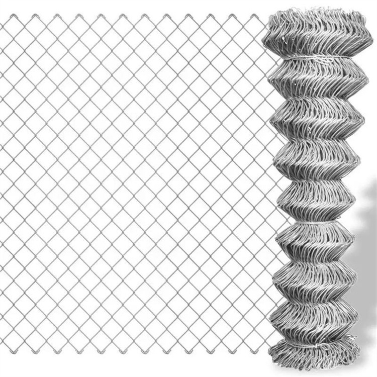 50/100*6/8 PVC powder vinyl coated chain link fence cheap galvanized mesh fence chain link industry wire fence for sale