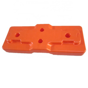 orange plastic base feet with concrete cement for temporary pool fence