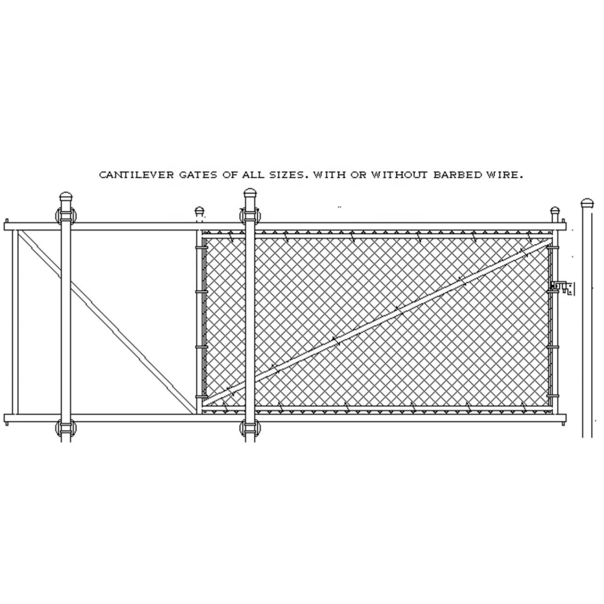 6ft 7ft 8ft x12ft 16ft 20ft Galvanized steel Chain link driveway gate sliding fence gate roll gate/Cantilever Gates