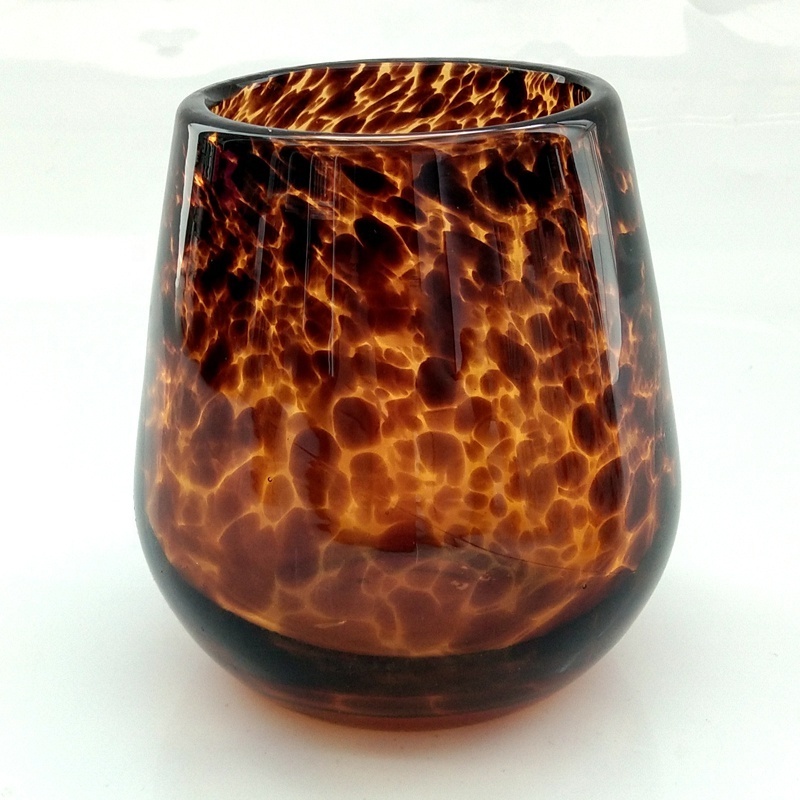 High Quality Leopard Glass Candle Holder Solid Glass Tea Light holder leopard Wax Votive Holder